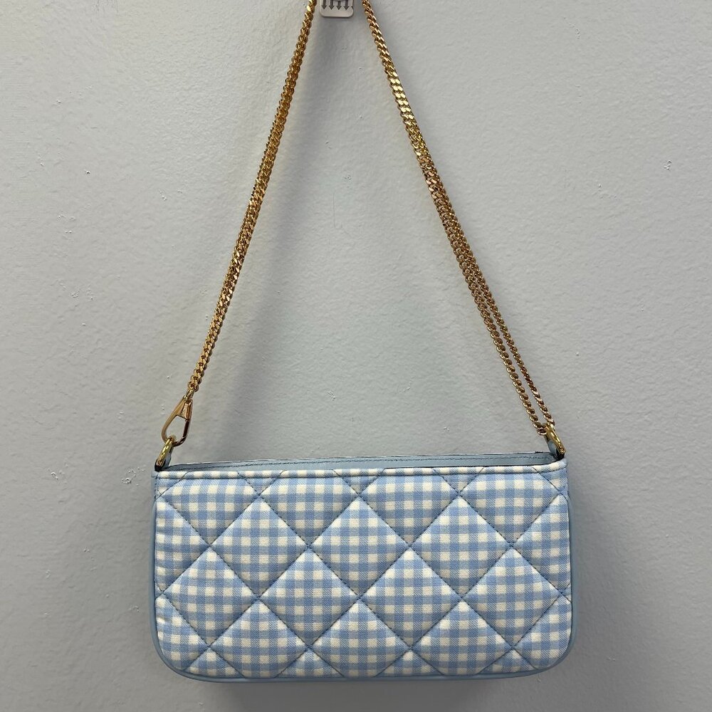 Versace Gold Medusa Quilted Shoulder Bag w/ Blue & White Check - NWT - Picture 2 of 11
